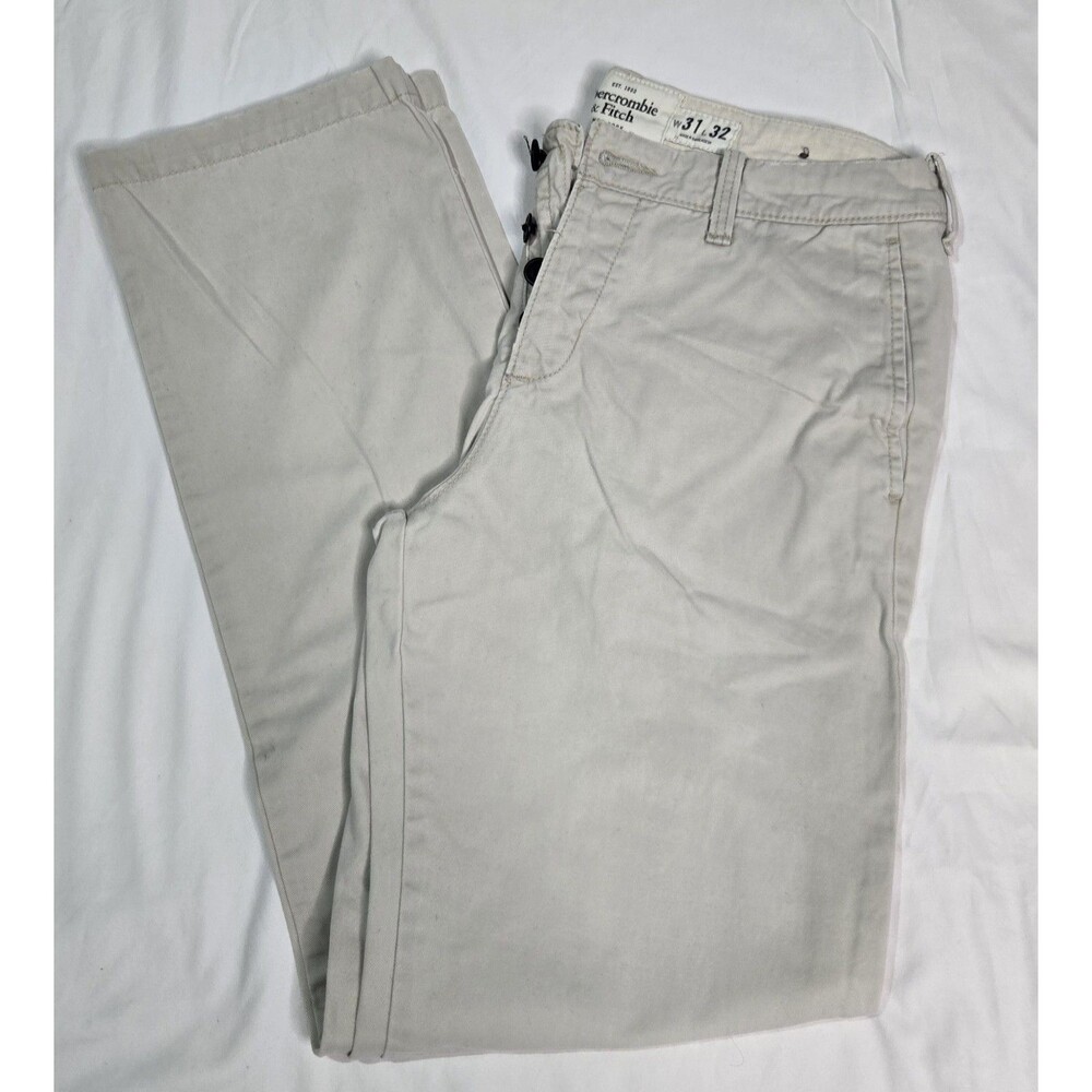 Abercrombie & Fitch Preppy Chino Men’s Pants Size 31x32 Beige Button Fly